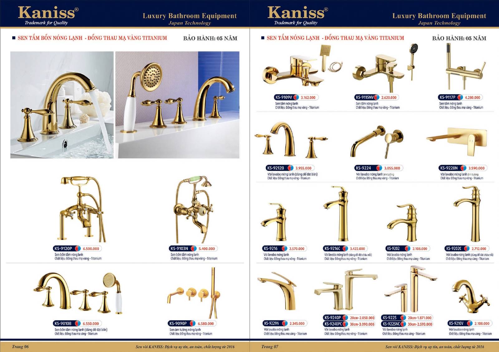 Catalogue và Bảng giá Thiết bị vệ sinh KANISS mới nhất /Page 4